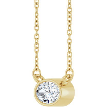 Betty Bezel Necklace - East-West Oval - 6 x 4 mm · 3/8 CT - 14K Yellow Gold