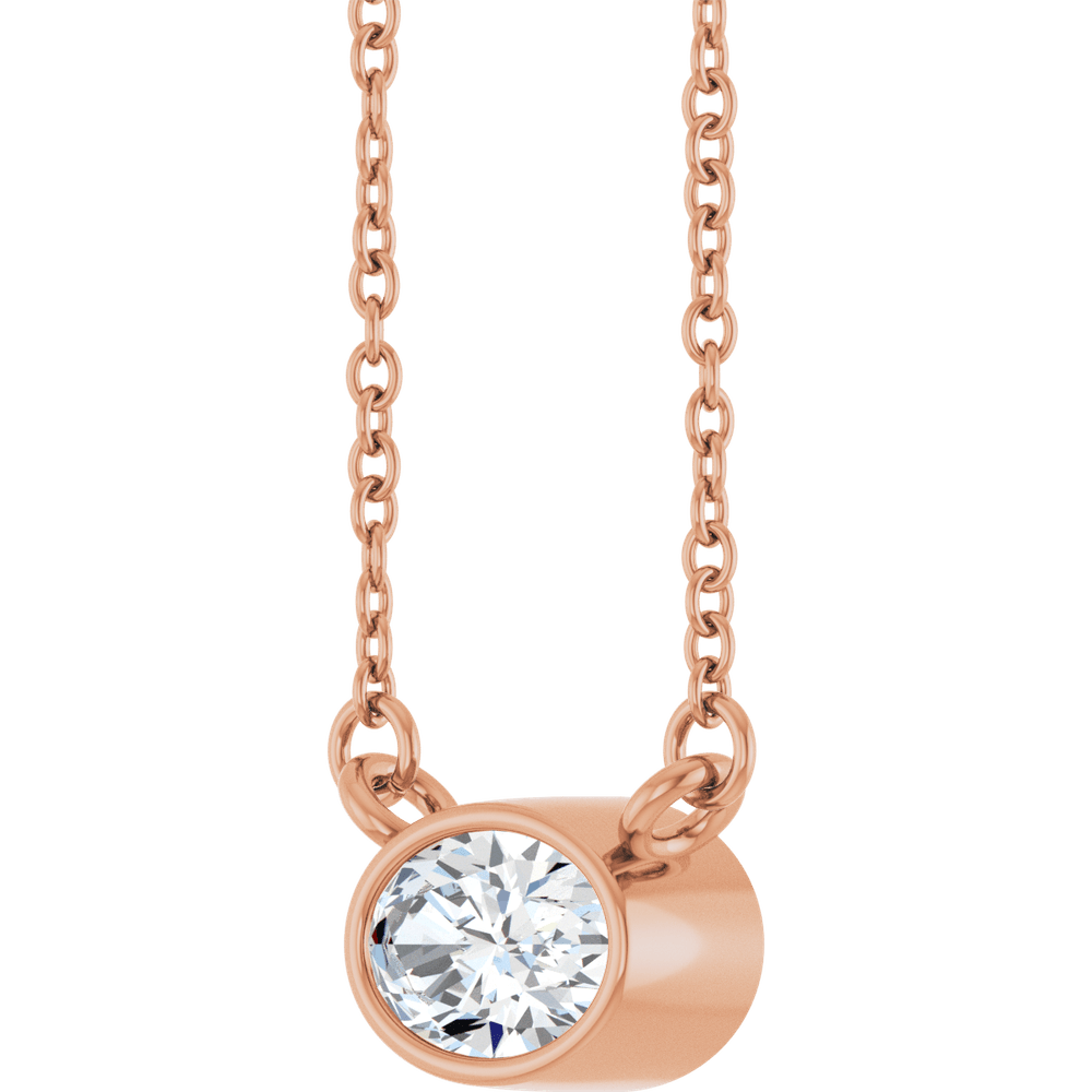 Betty Bezel Necklace - East-West Oval - 6 x 4 mm · 3/8 CT - 14K Rose Gold
