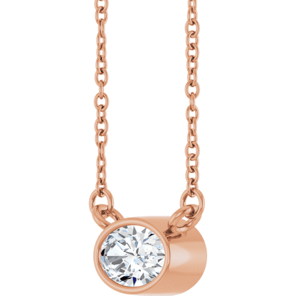 Betty Bezel Necklace - East-West Oval - 6 x 4 mm · 3/8 CT - 14K Rose Gold