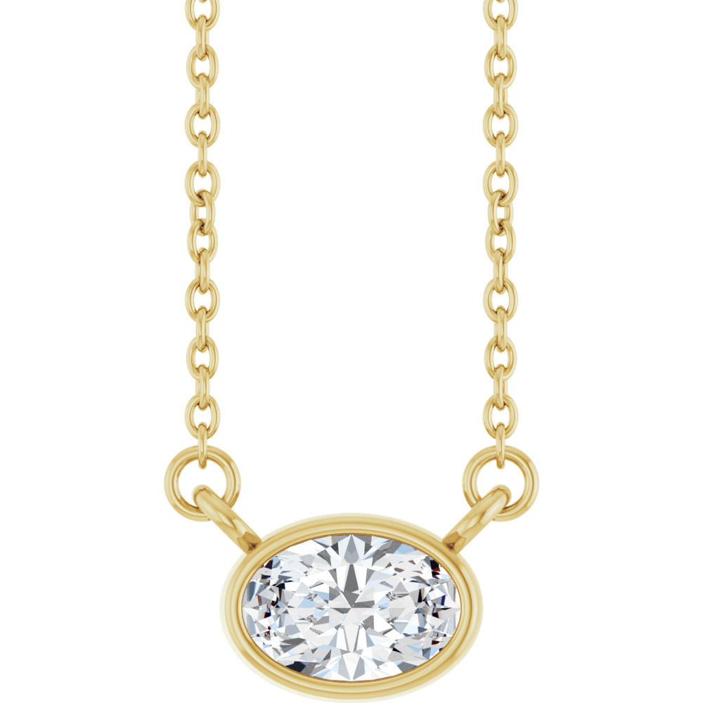 Betty Bezel Necklace - East-West Oval - 6 x 4 mm · 3/8 CT - 14K Yellow Gold