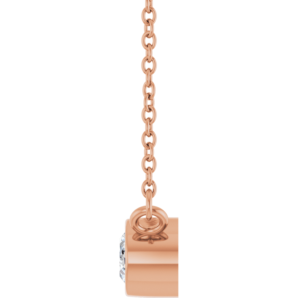 Betty Bezel Necklace - East-West Oval - 6 x 4 mm · 3/8 CT - 14K Rose Gold
