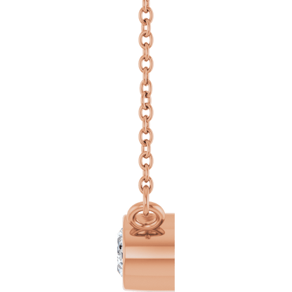 Betty Bezel Necklace - East-West Oval - 6 x 4 mm · 3/8 CT - 14K Rose Gold