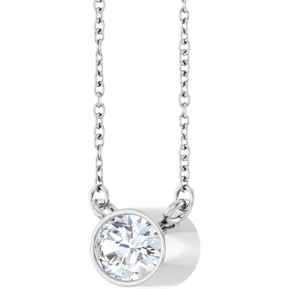 Betty Bezel Necklace - East-West Oval - 7 x 5 mm · 7/8 CT - 14K White Gold