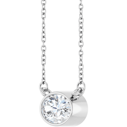 Betty Bezel Necklace - East-West Oval - 7 x 5 mm · 7/8 CT - 14K White Gold