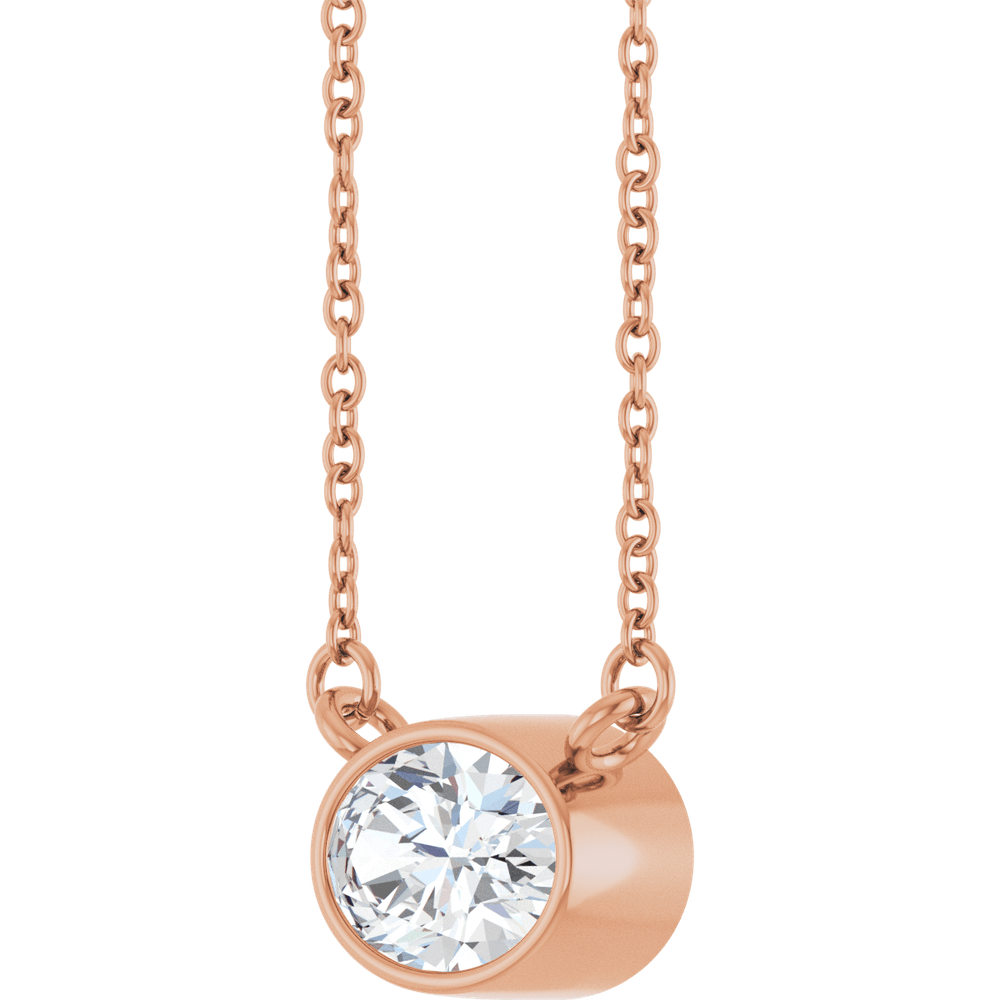 Betty Bezel Necklace - East-West Oval - 7 x 5 mm · 7/8 CT - 14K Rose Gold