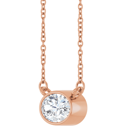 Betty Bezel Necklace - East-West Oval - 7 x 5 mm · 7/8 CT - 14K Rose Gold