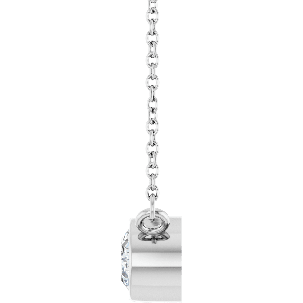 Betty Bezel Necklace - East-West Oval - 7 x 5 mm · 7/8 CT - 14K White Gold