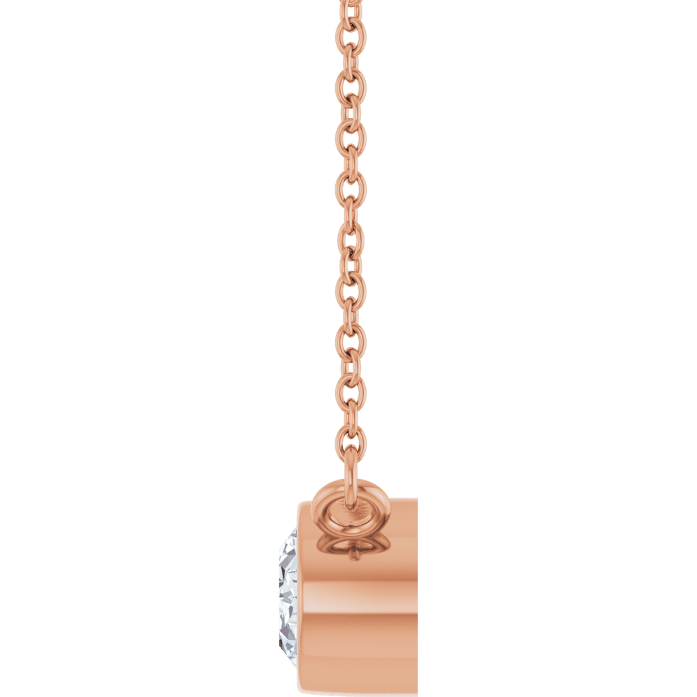 Betty Bezel Necklace - East-West Oval - 7 x 5 mm · 7/8 CT - 14K Rose Gold