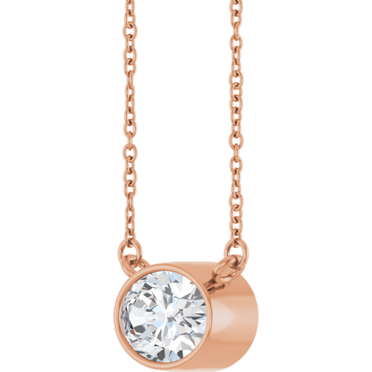 Betty Bezel Necklace - East-West Oval - 8 x 6 mm · 1 CT - 14K Rose Gold