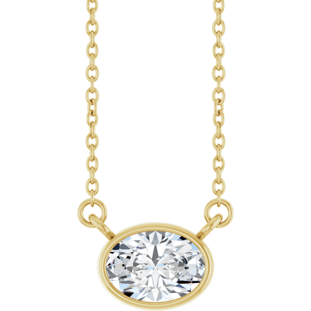 Betty Bezel Necklace - East-West Oval - 7 x 5 mm · 7/8 CT - 14K Yellow Gold