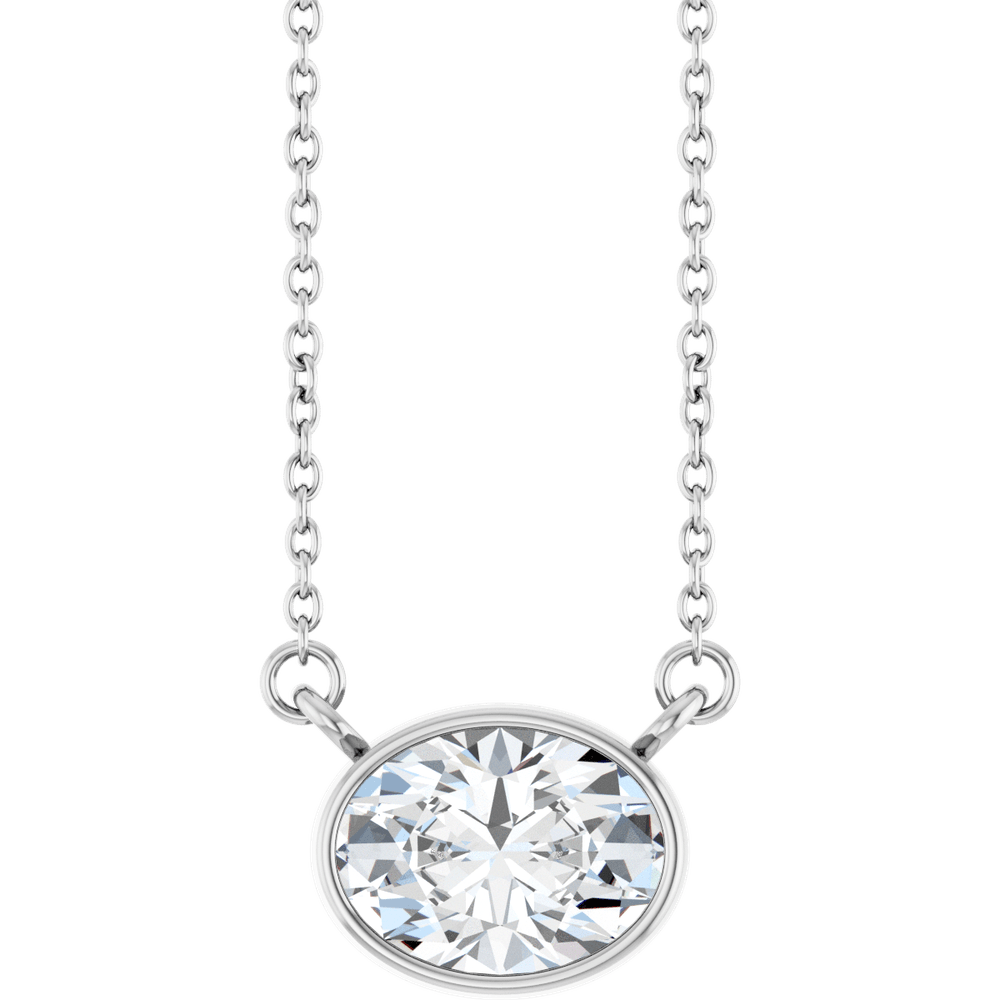 Betty Bezel Necklace - East-West Oval - 8 x 6 mm · 1 CT - 14K White Gold
