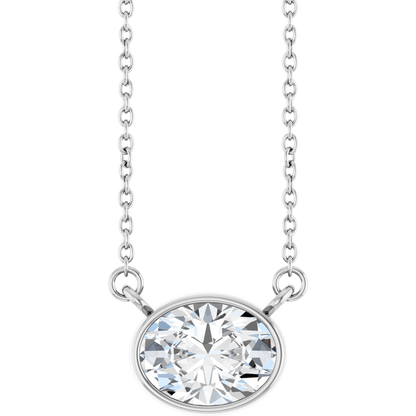 Betty Bezel Necklace - East-West Oval - 8 x 6 mm · 1 CT - 14K White Gold