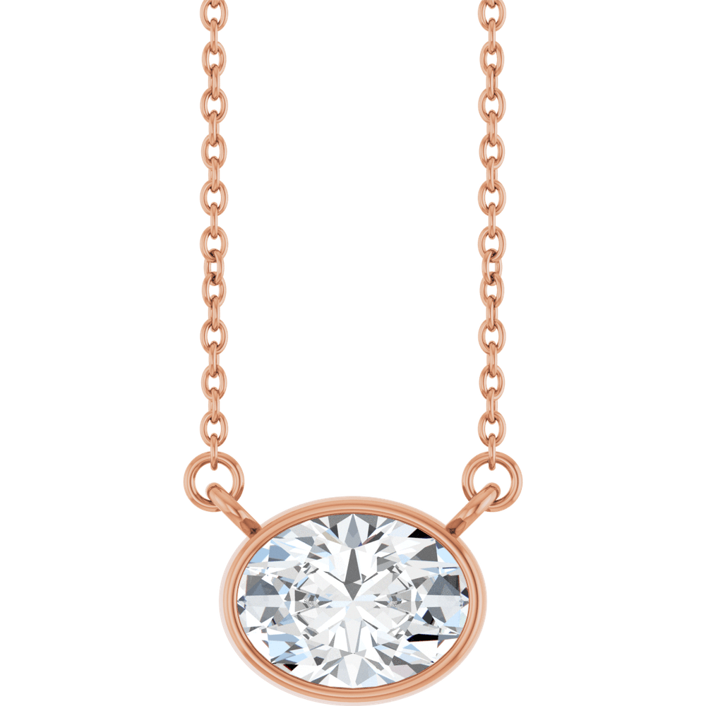 Betty Bezel Necklace - East-West Oval - 8 x 6 mm · 1 CT - 14K Rose Gold