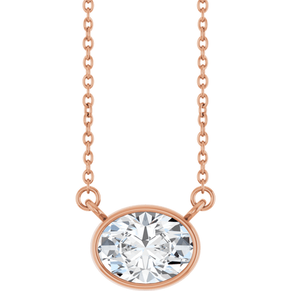 Betty Bezel Necklace - East-West Oval - 8 x 6 mm · 1 CT - 14K Rose Gold
