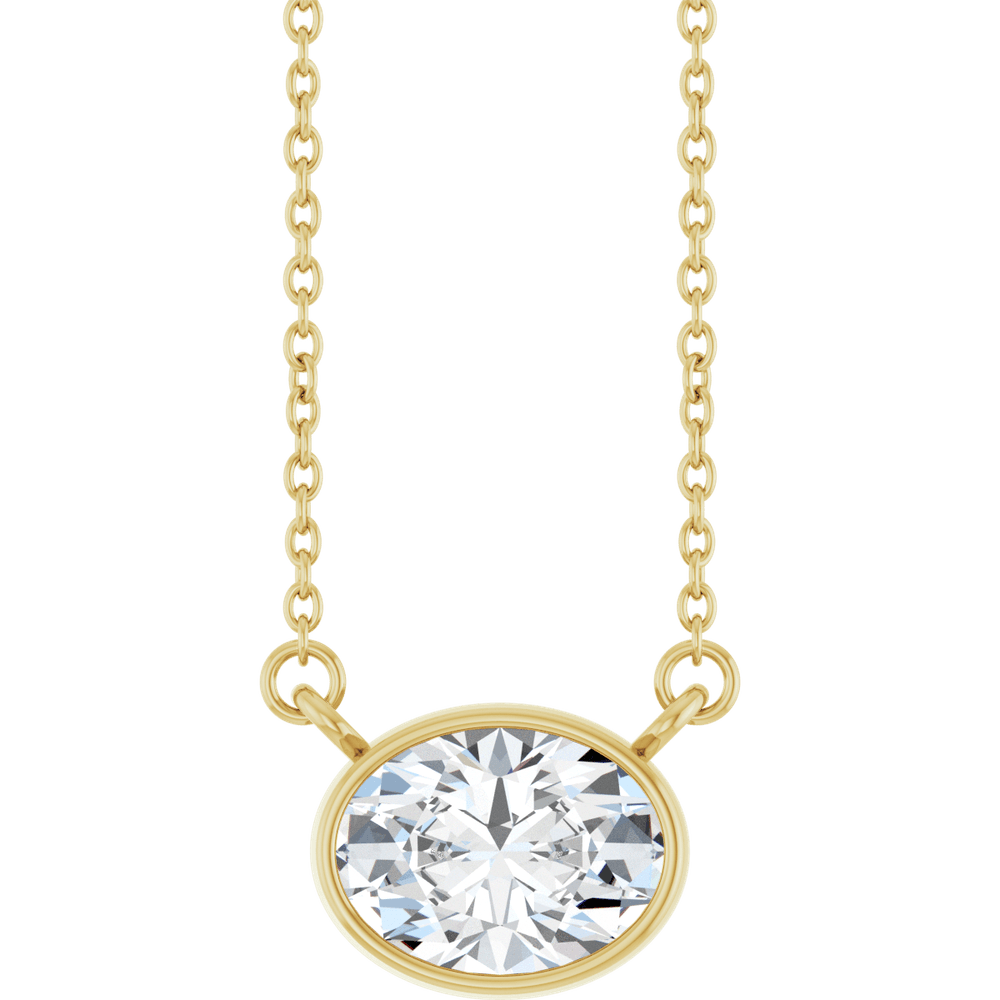 Betty Bezel Necklace - East-West Oval - 8 x 6 mm · 1 CT - 14K Yellow Gold