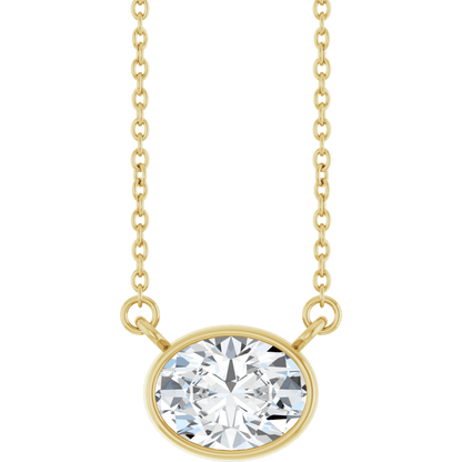 Betty Bezel Necklace - East-West Oval - 8 x 6 mm · 1 CT - 14K Yellow Gold