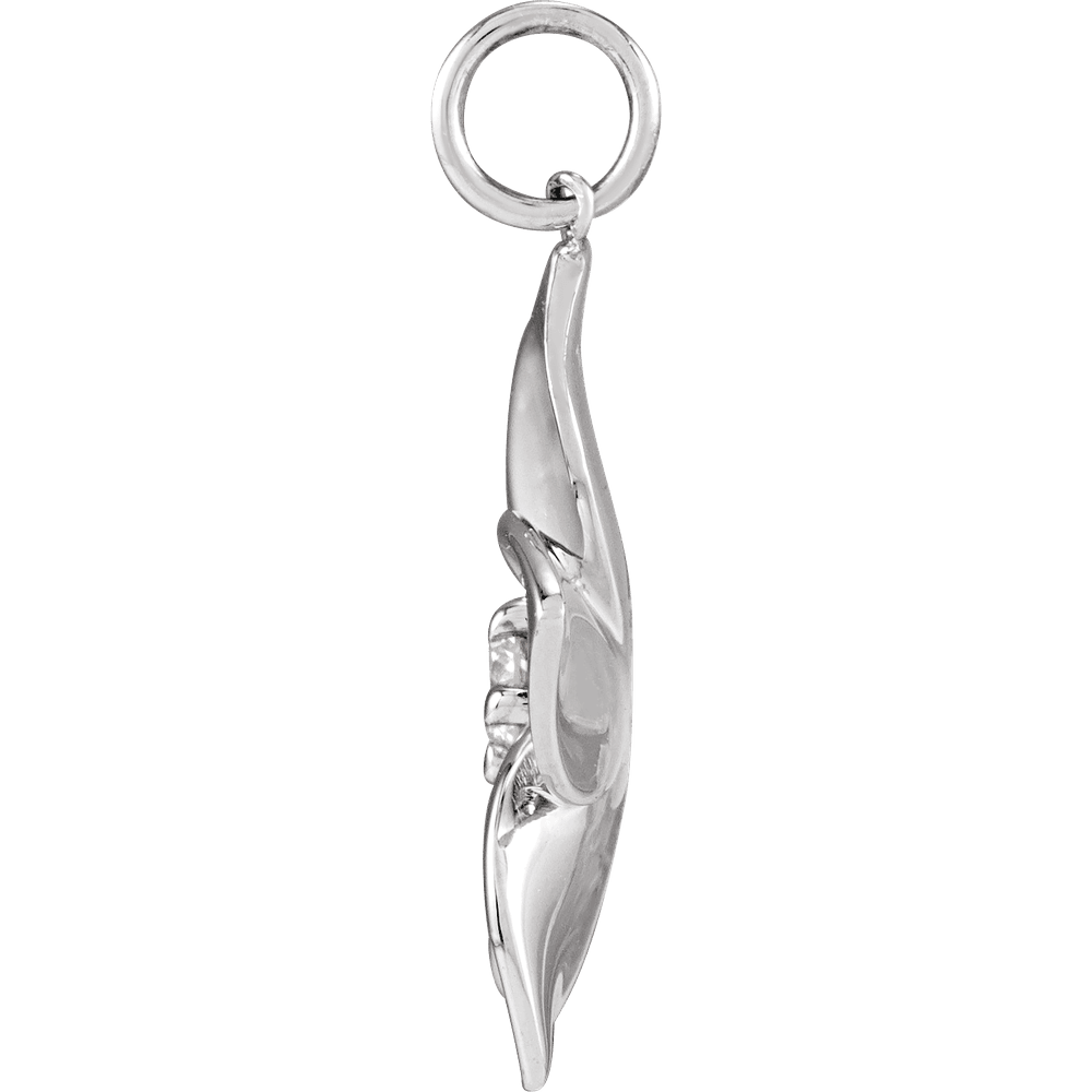 Plumeria Diamond Charm - 14K White Gold