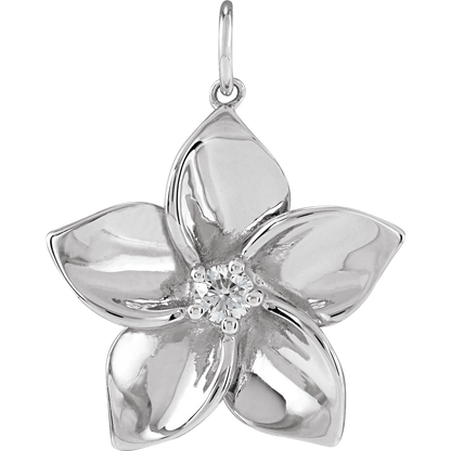Plumeria Diamond Charm - 14K White Gold