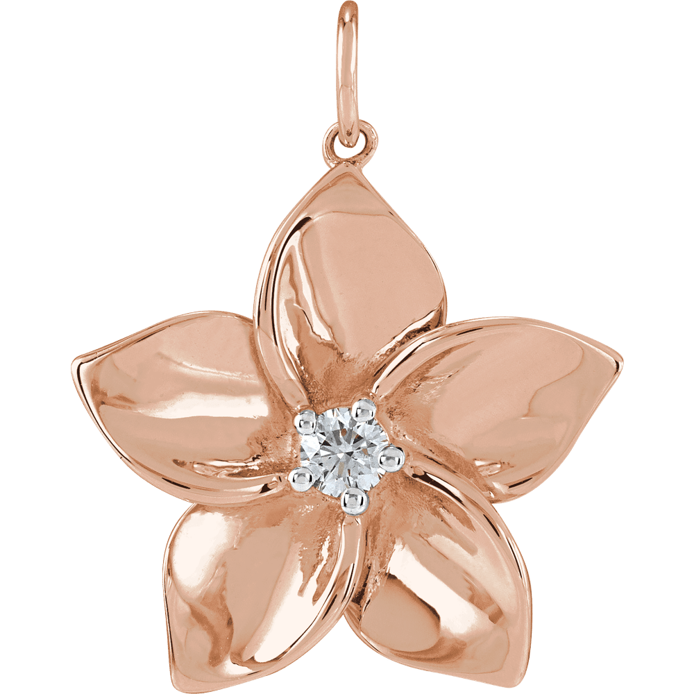 Plumeria Diamond Charm - 14K Rose Gold