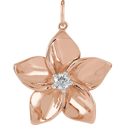 Plumeria Diamond Charm - 14K Rose Gold