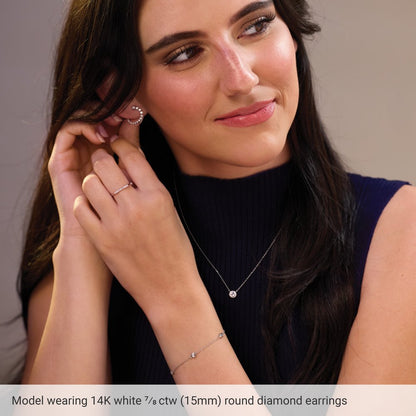 Cascading Round Diamond Earrings - worn