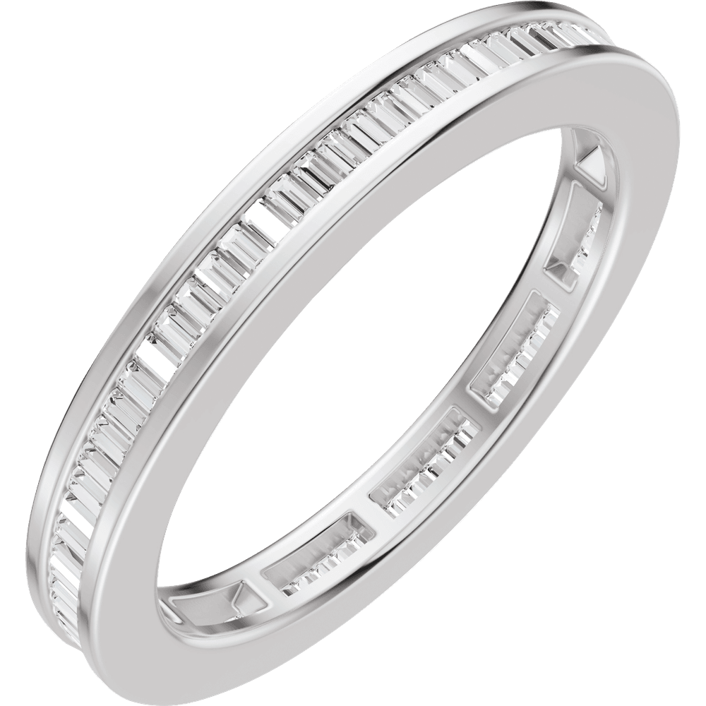 Channel Set Baguette Diamond Band - 14K White Gold / Platinum