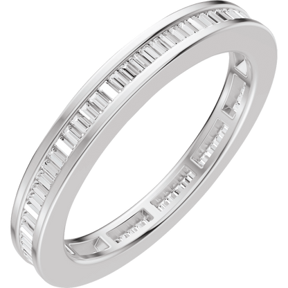 Channel Set Baguette Diamond Band - 14K White Gold / Platinum