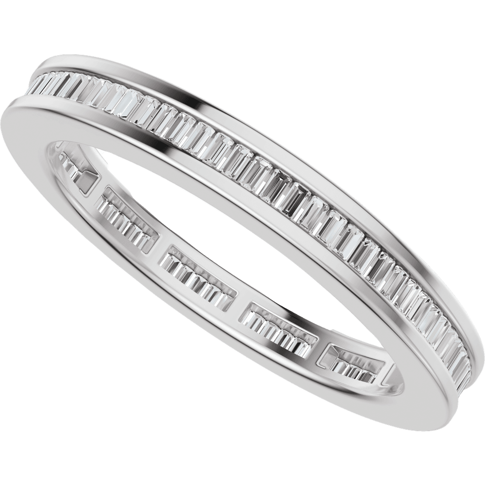 Channel Set Baguette Diamond Band - 14K White Gold / Platinum