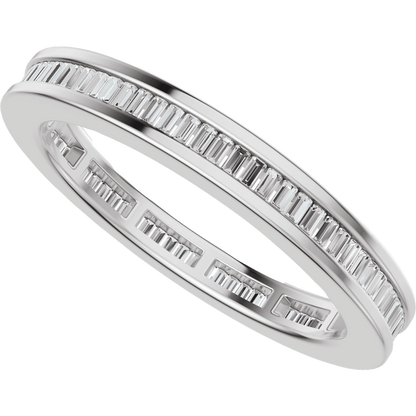 Channel Set Baguette Diamond Band - 14K White Gold / Platinum