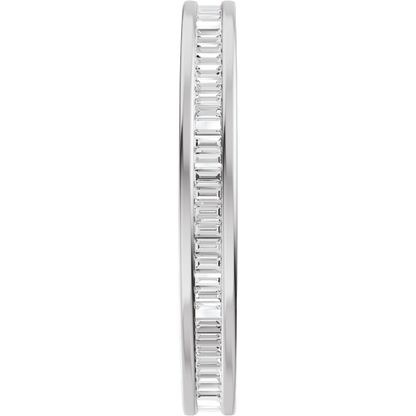Channel Set Baguette Diamond Band - 14K White Gold / Platinum
