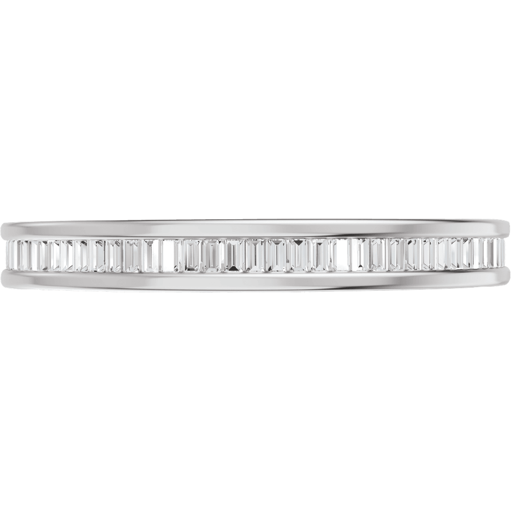 Channel Set Baguette Diamond Band - 14K White Gold / Platinum