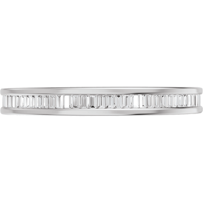 Channel Set Baguette Diamond Band - 14K White Gold / Platinum