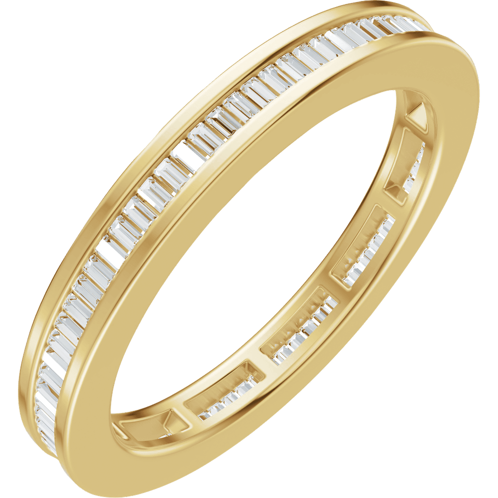 Channel Set Baguette Diamond Band - 14K Yellow Gold