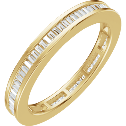 Channel Set Baguette Diamond Band - 14K Yellow Gold
