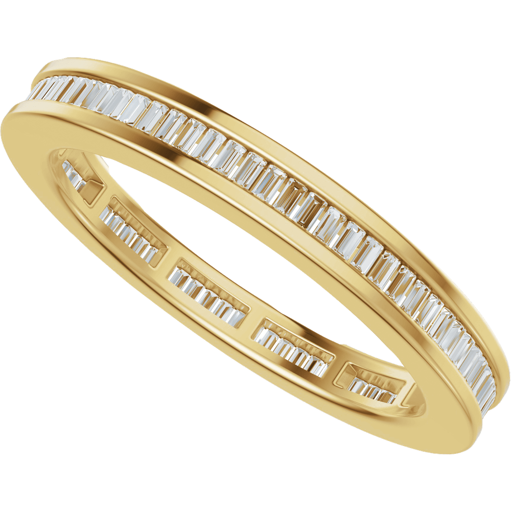Channel Set Baguette Diamond Band - 14K Yellow Gold