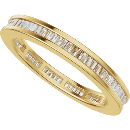 Channel Set Baguette Diamond Band - 14K Yellow Gold