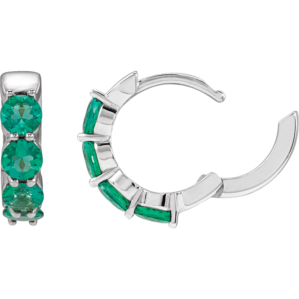Fern Lab Emerald Hoop Huggies - 14K White Gold