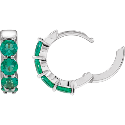 Fern Lab Emerald Hoop Huggies - 14K White Gold