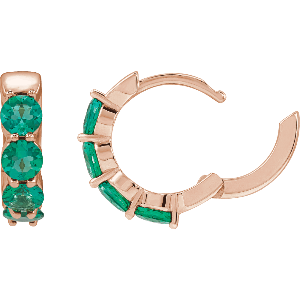 Fern Lab Emerald Hoop Huggies - 14K Rose Gold