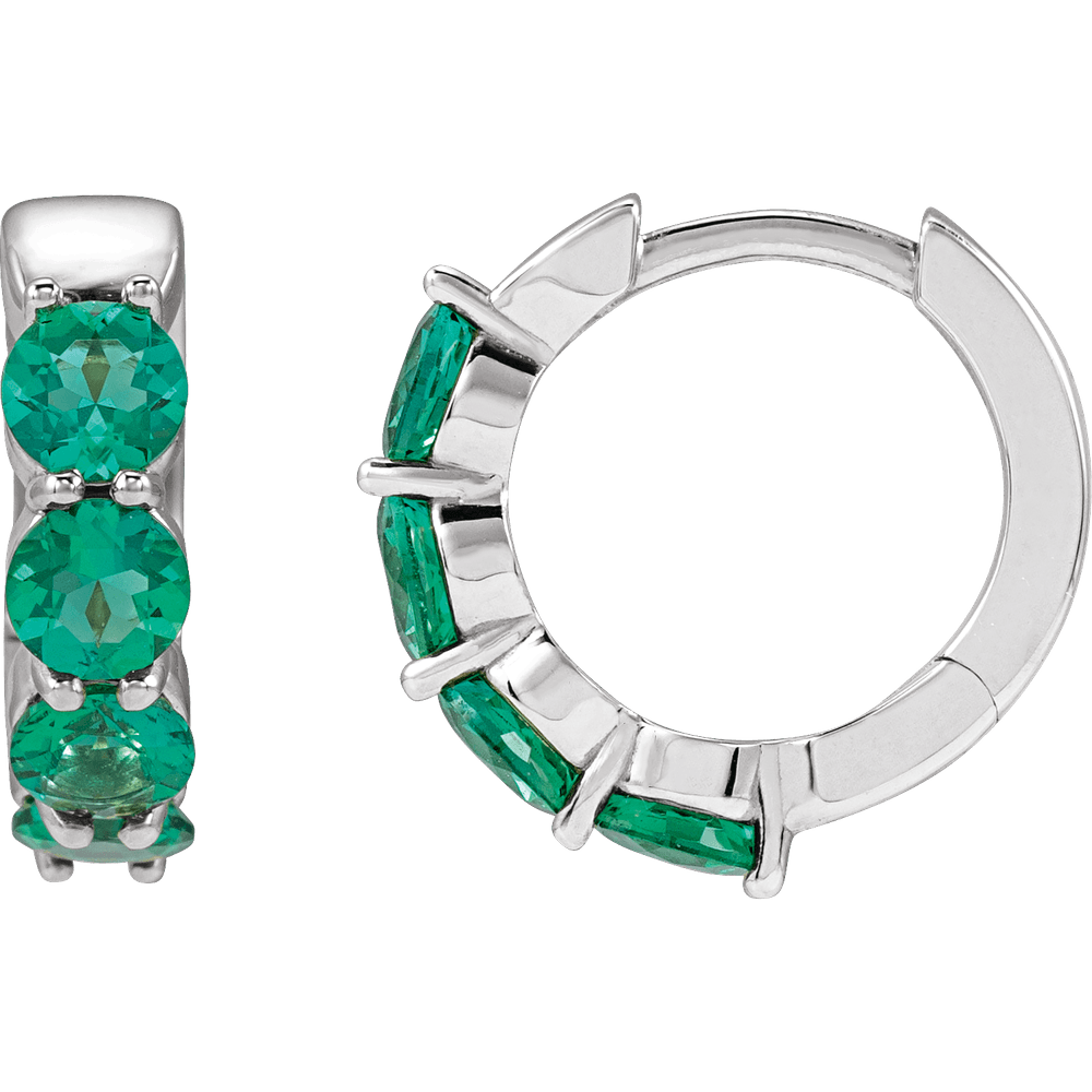 Fern Lab Emerald Hoop Huggies - 14K White Gold