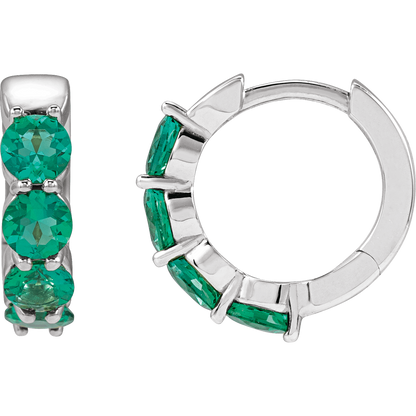 Fern Lab Emerald Hoop Huggies - 14K White Gold