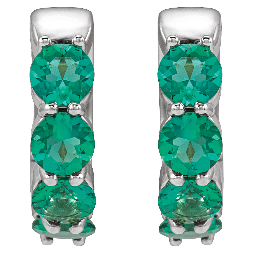 Fern Lab Emerald Hoop Huggies - 14K White Gold