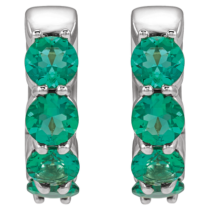 Fern Lab Emerald Hoop Huggies - 14K White Gold
