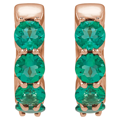 Fern Lab Emerald Hoop Huggies - 14K Rose Gold