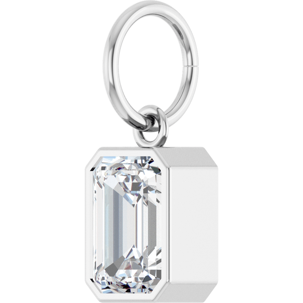 Lane Lab Bezel Emerald Charm - 7 x 5 mm · 1 1/4 CT - 14K White Gold