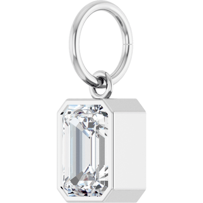 Lane Lab Bezel Emerald Charm - 7 x 5 mm · 1 1/4 CT - 14K White Gold