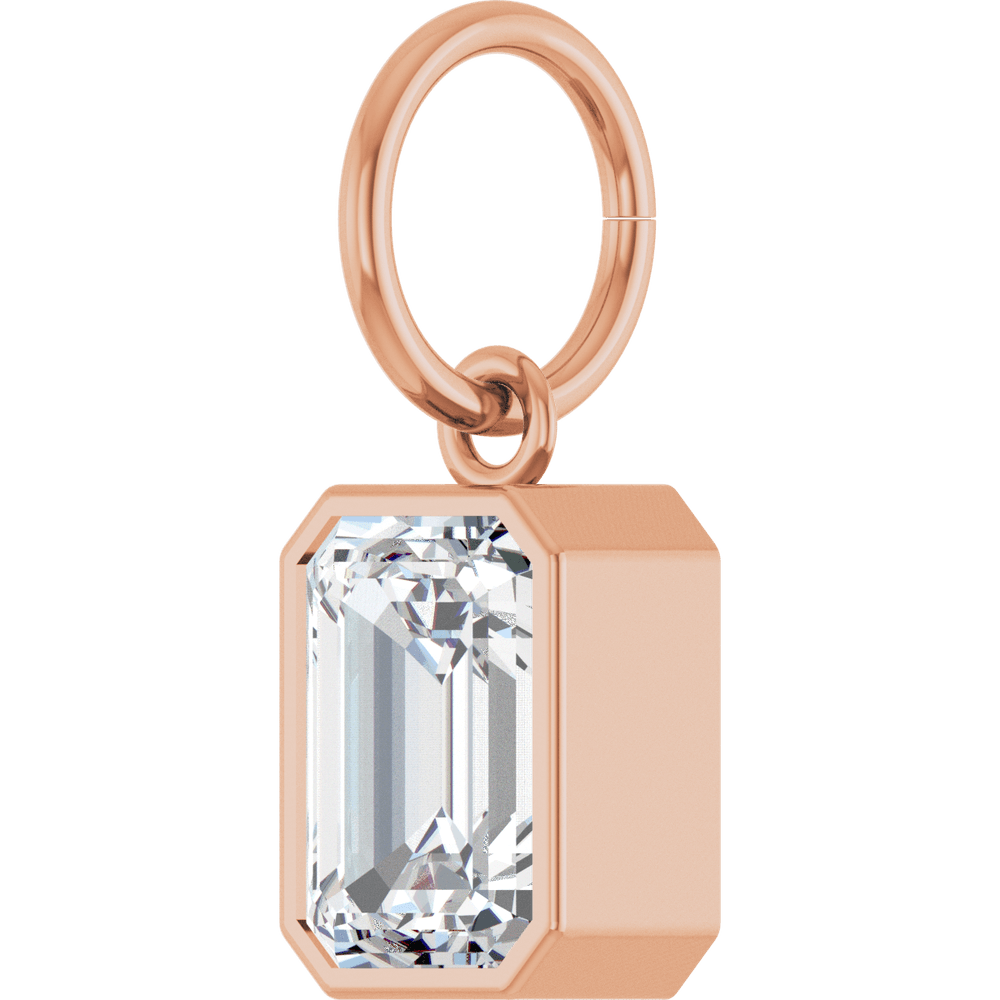 Lane Lab Bezel Emerald Charm - 7 x 5 mm · 1 1/4 CT - 14K Rose Gold