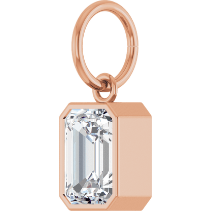 Lane Lab Bezel Emerald Charm - 7 x 5 mm · 1 1/4 CT - 14K Rose Gold
