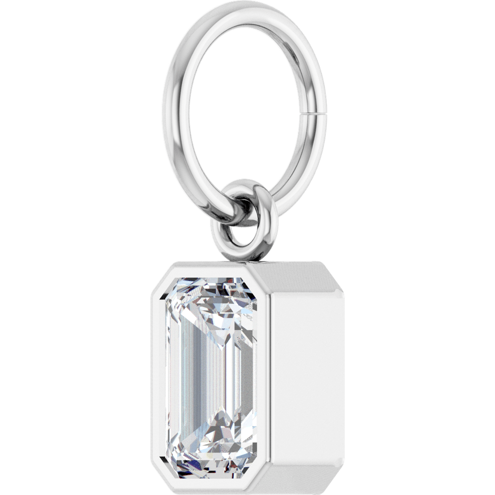Lane Lab Bezel Emerald Charm - 6 x 4 mm · 5/8 CT - 14K White Gold