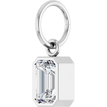 Lane Lab Bezel Emerald Charm - 6 x 4 mm · 5/8 CT - 14K White Gold